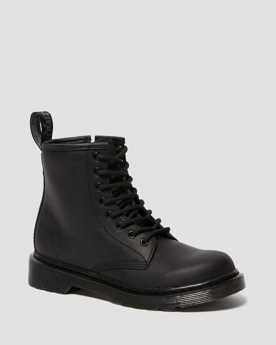 schwarze dr. martens 1460 kinder-freizeitstiefel mit kunstfell