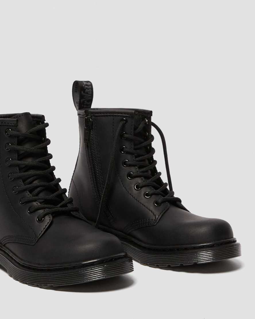 schwarze dr. martens 1460 kinder-freizeitstiefel mit kunstfell