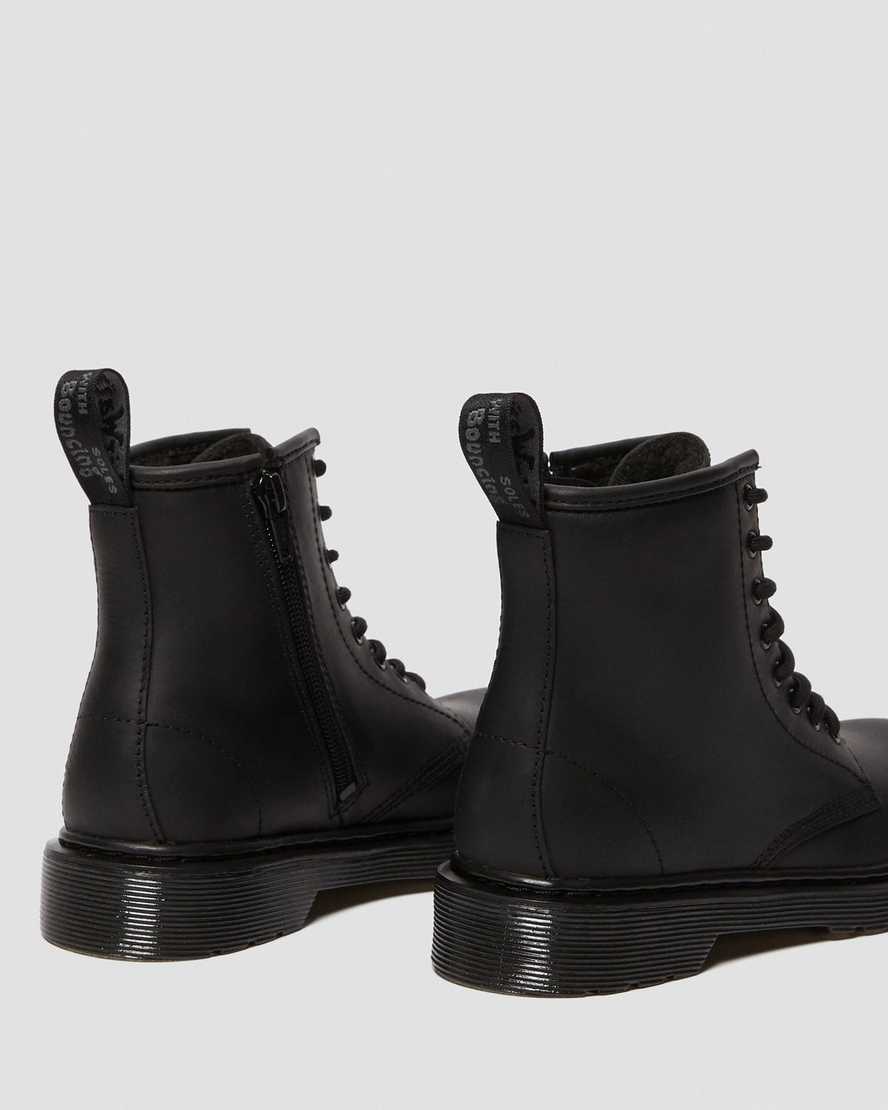 schwarze dr. martens 1460 kinder-freizeitstiefel mit kunstfell