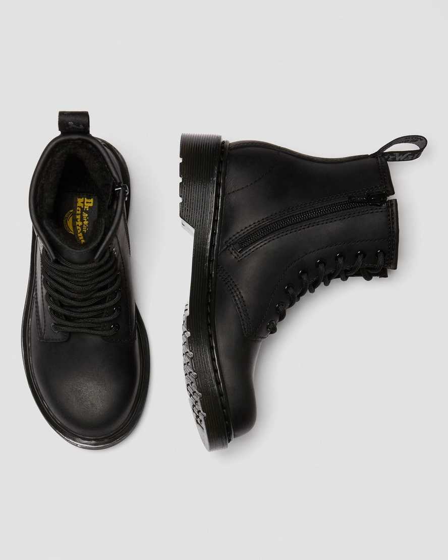 schwarze dr. martens 1460 kinder-freizeitstiefel mit kunstfell