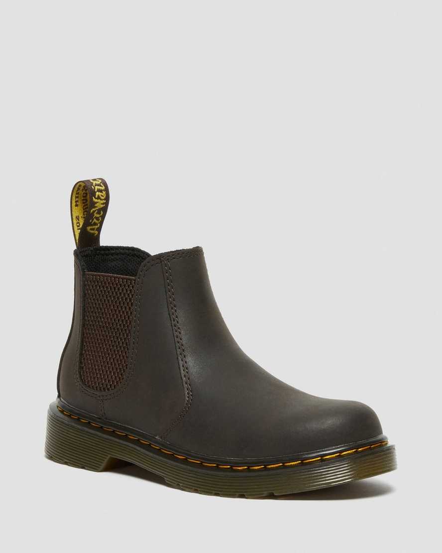 dunkelbraune dr. martens 2976 wildhorse chelsea boots für kinder