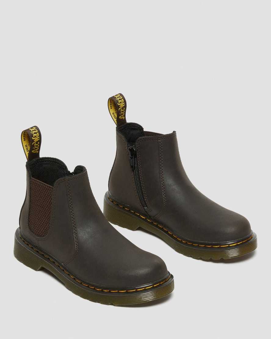 dunkelbraune dr. martens 2976 wildhorse chelsea boots für kinder