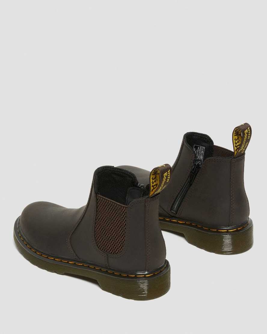 dunkelbraune dr. martens 2976 wildhorse chelsea boots für kinder