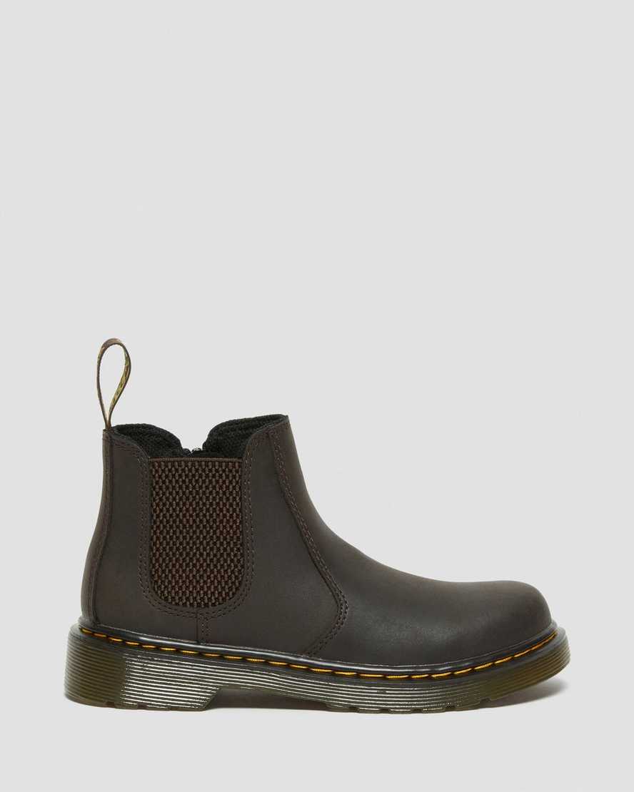 dunkelbraune dr. martens 2976 wildhorse chelsea boots für kinder