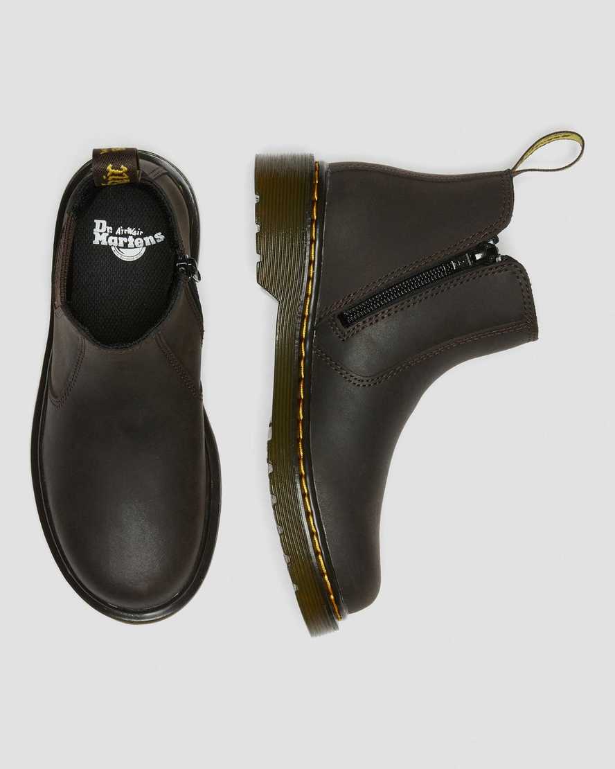 dunkelbraune dr. martens 2976 wildhorse chelsea boots für kinder