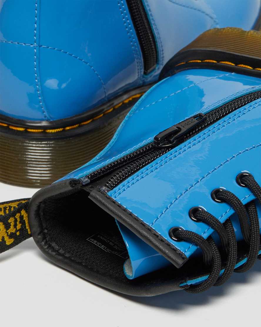 blaue dr. martens 1460 lackleder-schnürstiefel für kinder