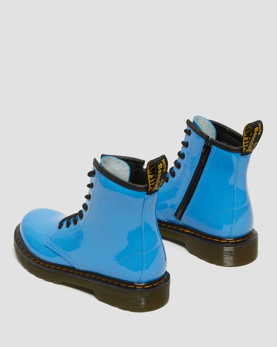 blaue dr. martens 1460 lackleder-schnürstiefel für kinder