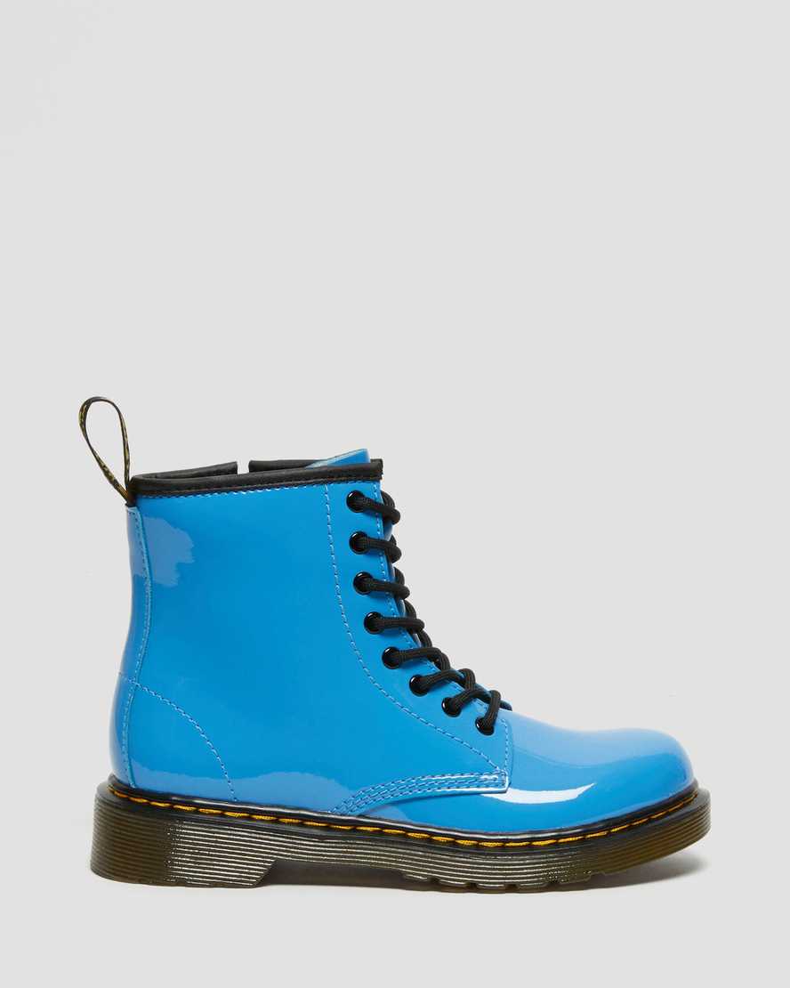 blaue dr. martens 1460 lackleder-schnürstiefel für kinder