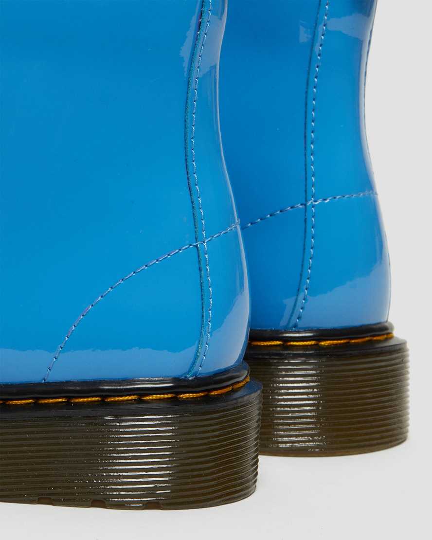 blaue dr. martens 1460 lackleder-schnürstiefel für kinder