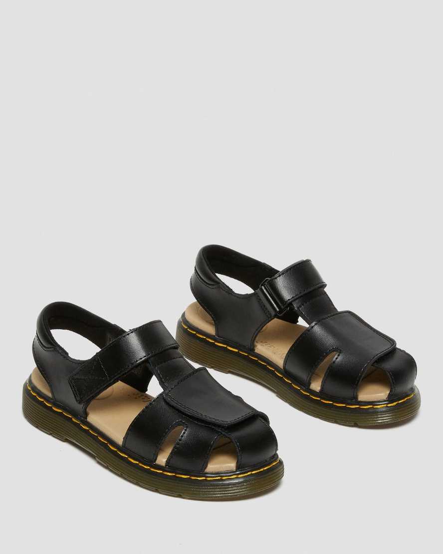 schwarze dr. martens moby ii klettverschluss-kindersandalen