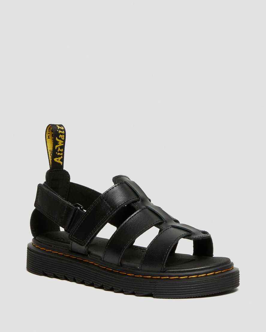 schwarze dr. martens kindersandalen mit frotteeriemen