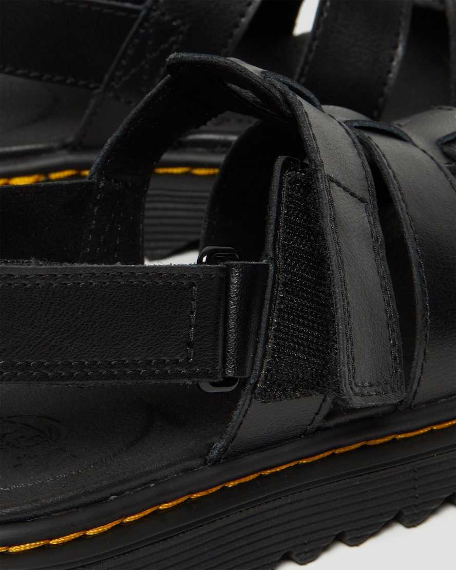 schwarze dr. martens kindersandalen mit frotteeriemen
