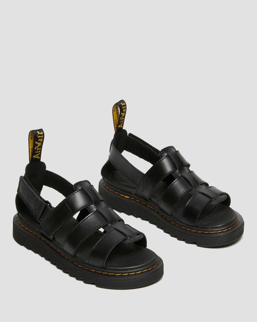 schwarze dr. martens kindersandalen mit frotteeriemen