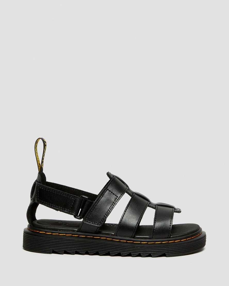 schwarze dr. martens kindersandalen mit frotteeriemen