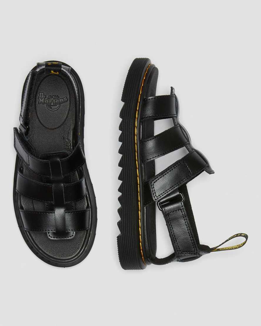 schwarze dr. martens kindersandalen mit frotteeriemen