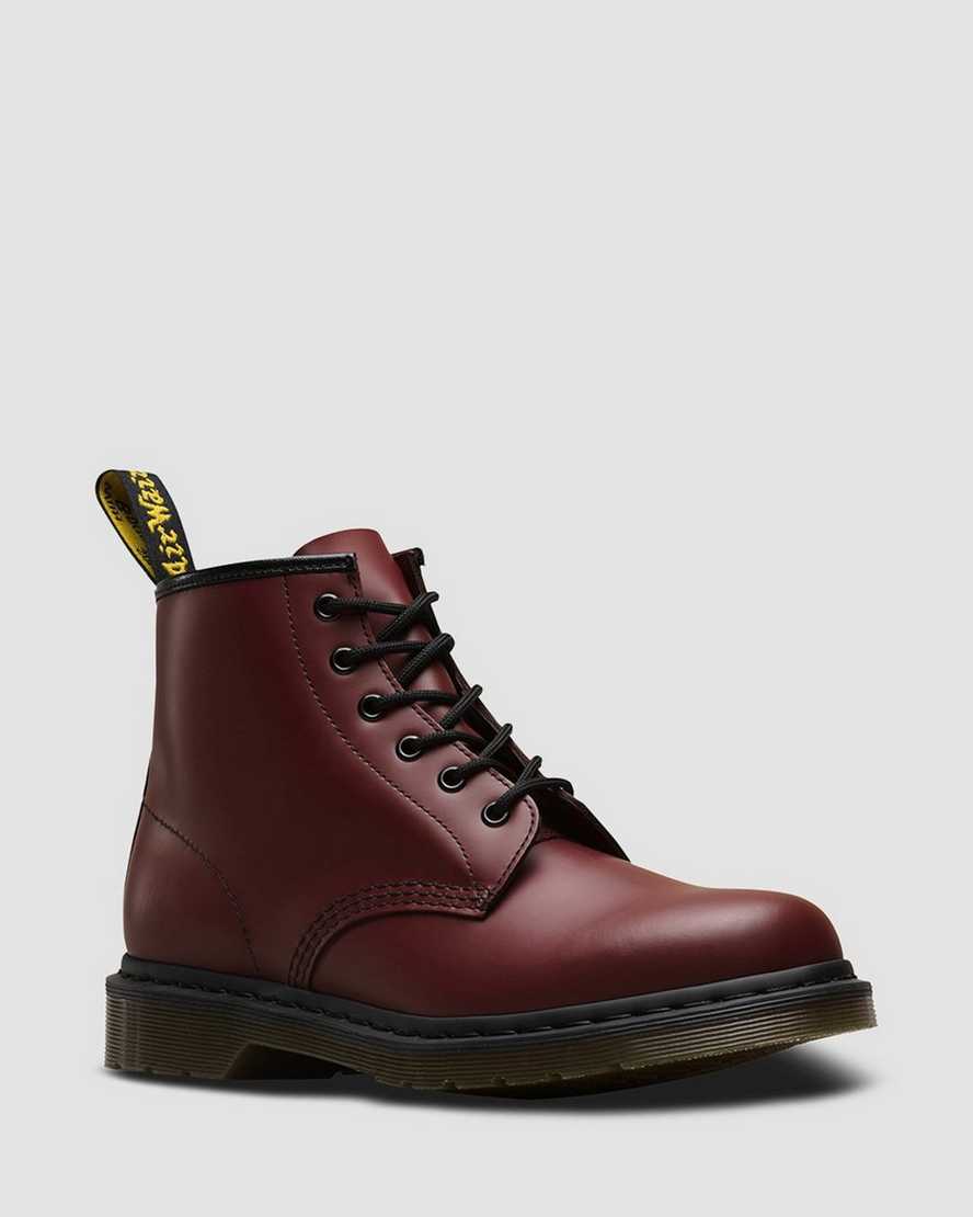 rote dr. martens 101 smooth herren-ankle-boots