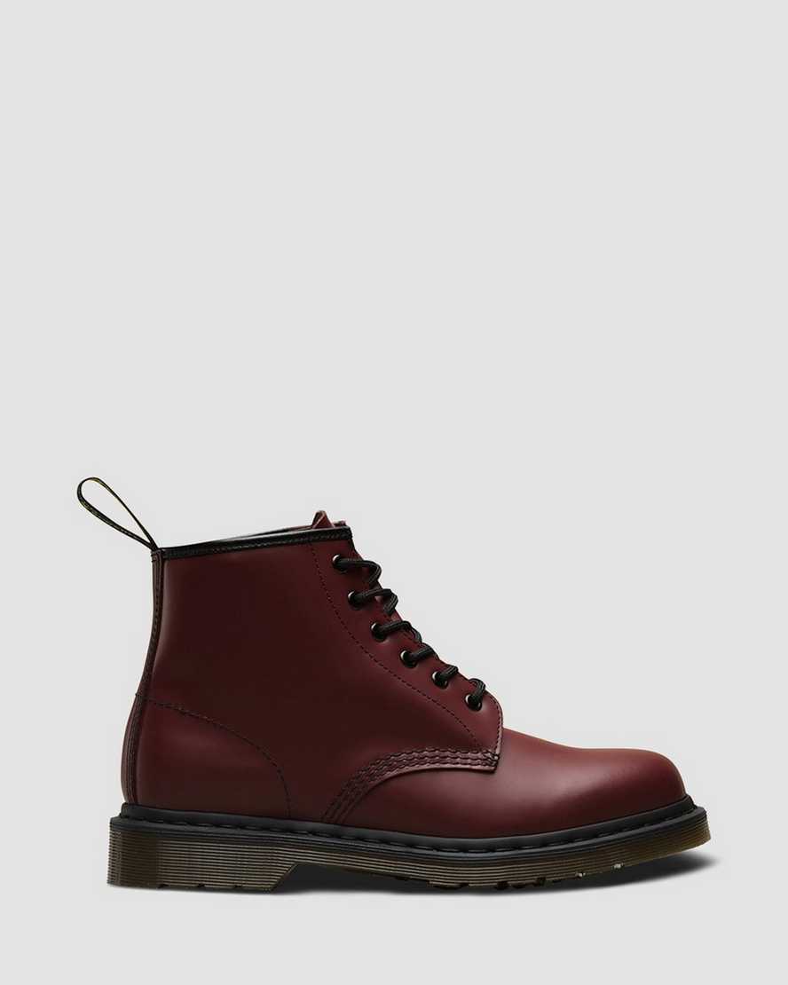 rote dr. martens 101 smooth herren-ankle-boots