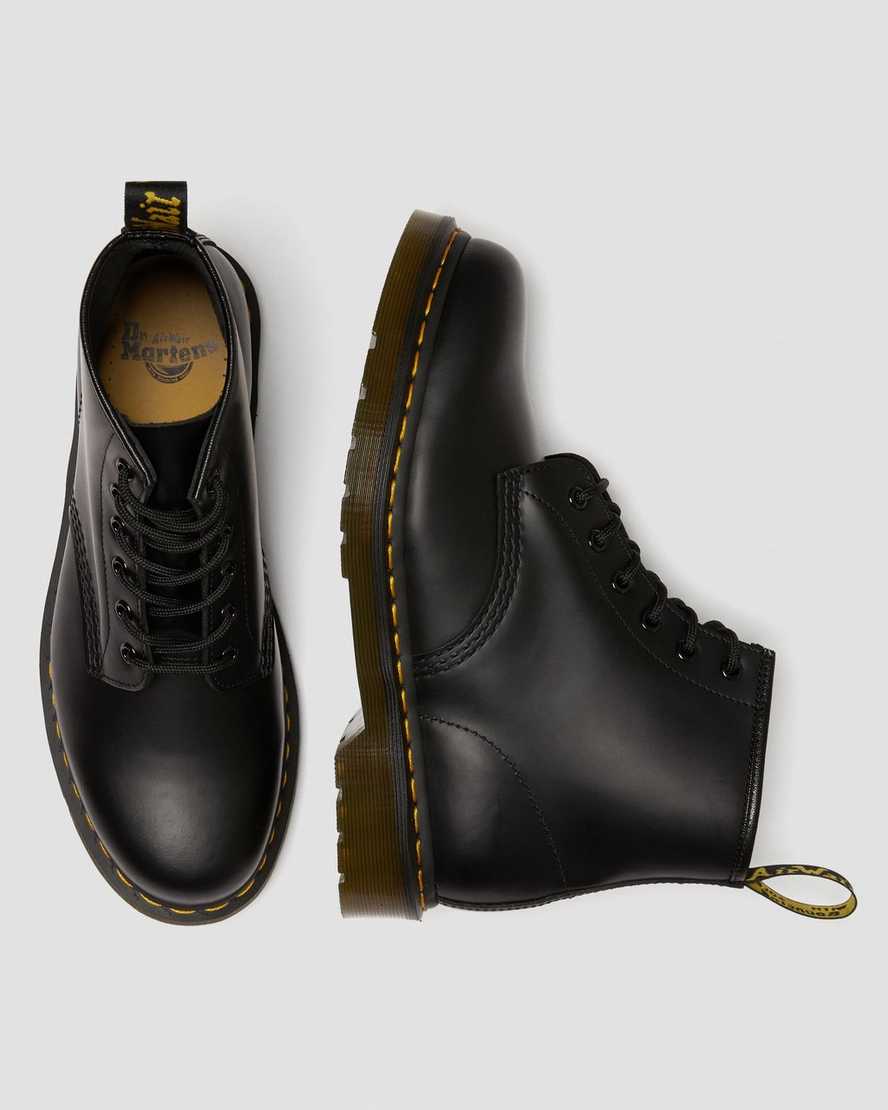 schwarze dr. martens 101 yellow stitch smooth herren-ankle-boots
