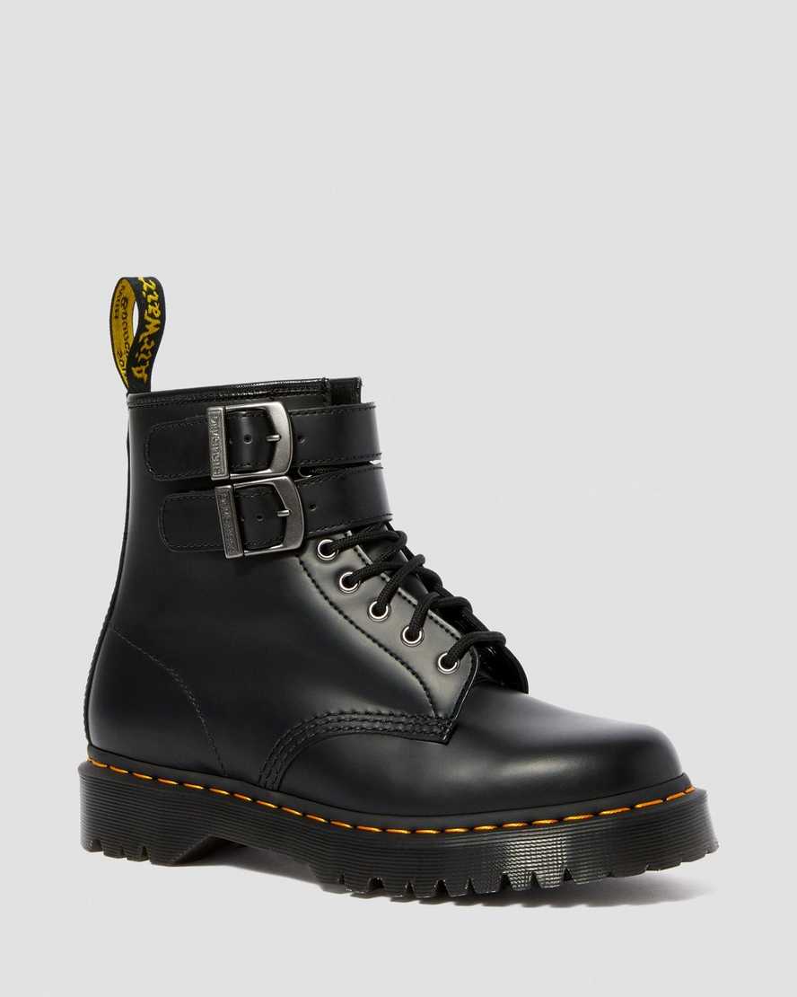 schwarze dr. martens 1460 smooth herren-schnallenstiefel