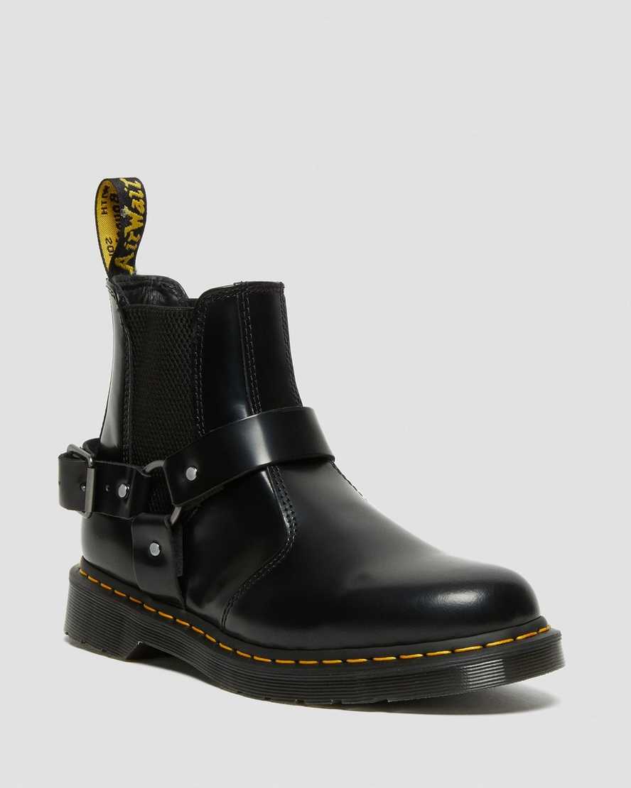 schwarze dr. martens wincox smooth herren-schnallenstiefel