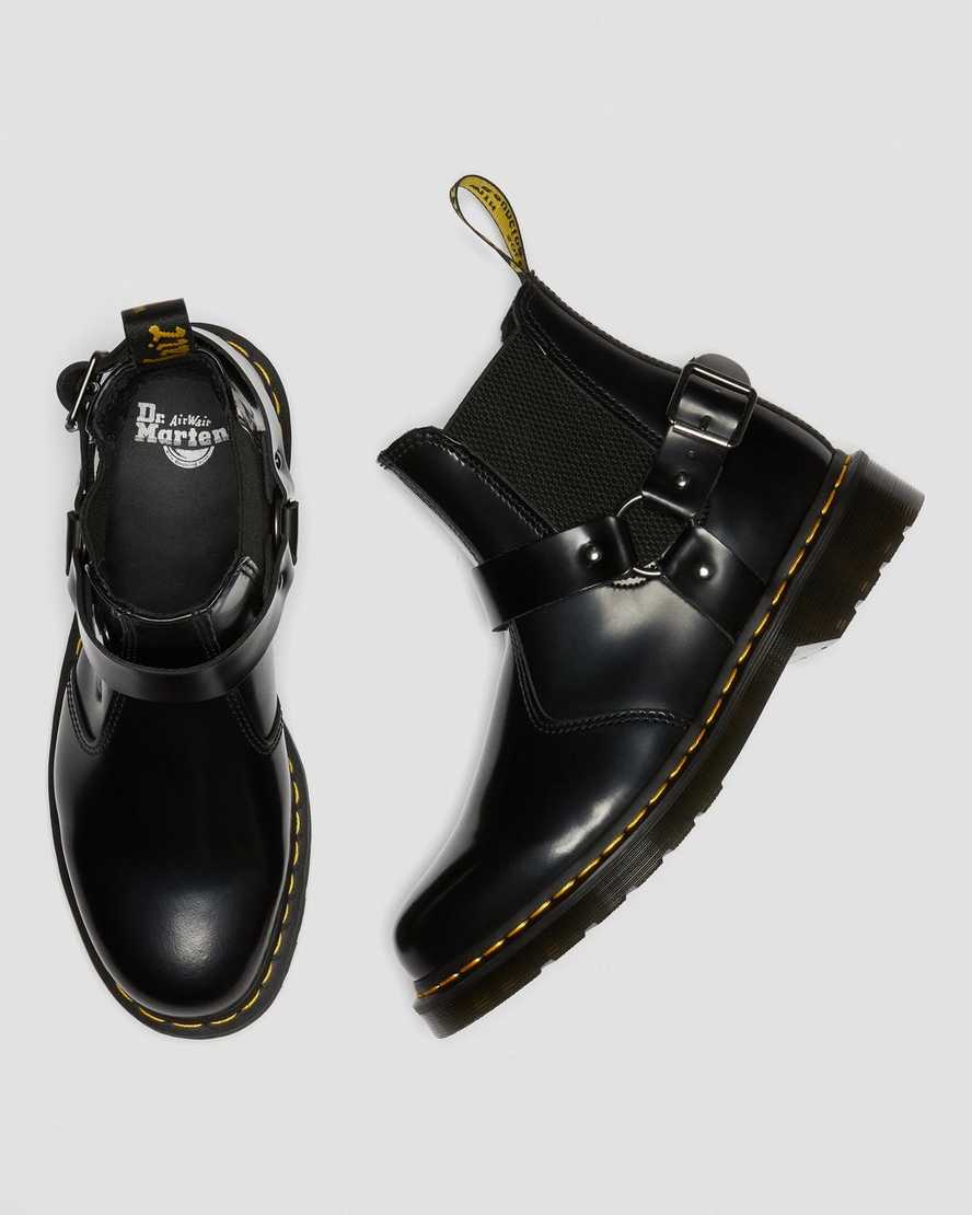 schwarze dr. martens wincox smooth herren-schnallenstiefel