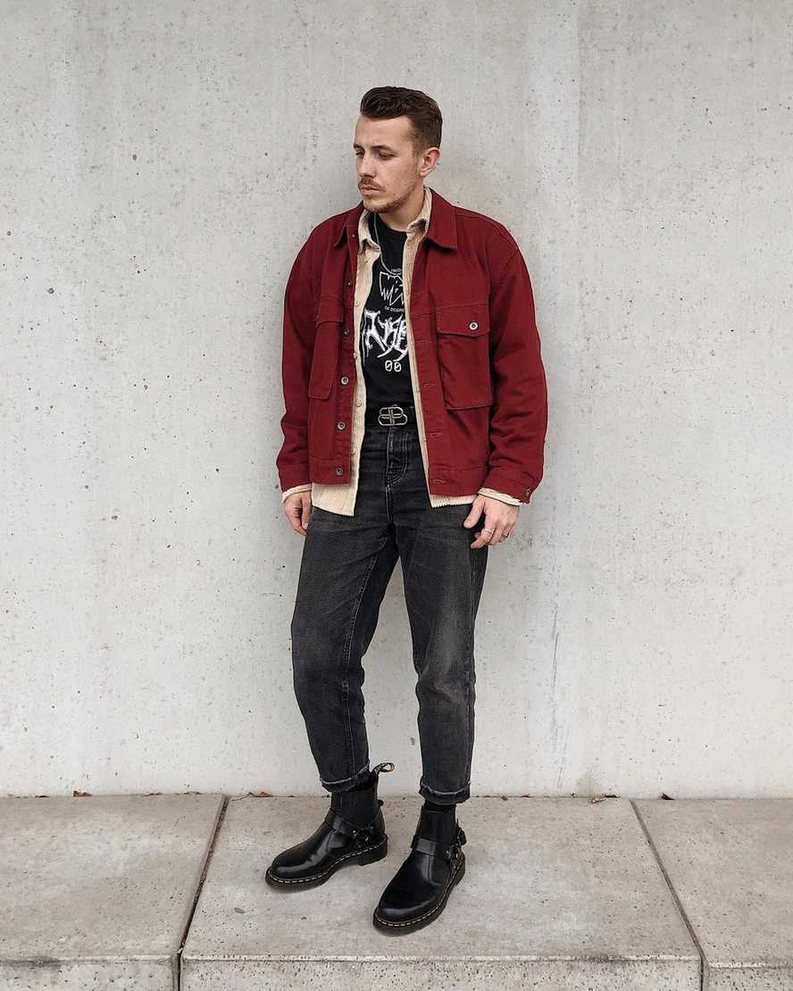 schwarze dr. martens wincox smooth herren-schnallenstiefel