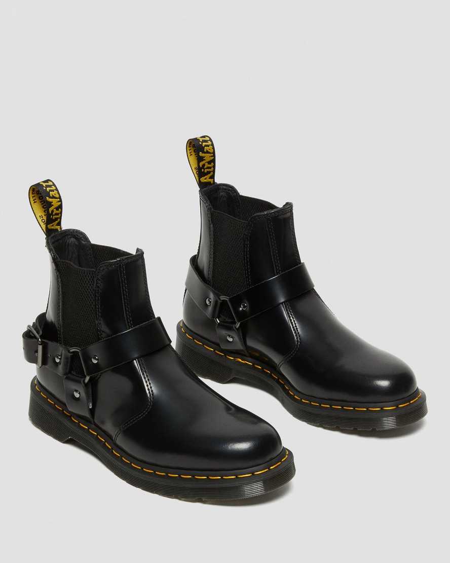 schwarze dr. martens wincox smooth herren-schnallenstiefel