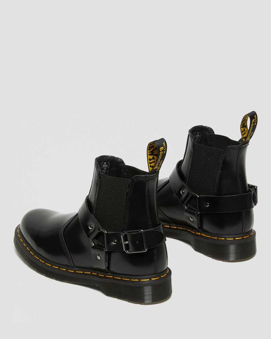 schwarze dr. martens wincox smooth herren-schnallenstiefel