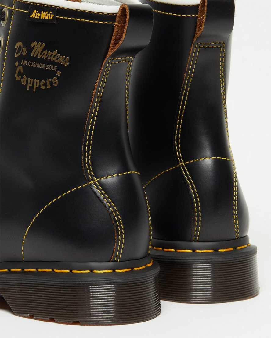 schwarze dr. martens capper vintage smooth herren-freizeitstiefel