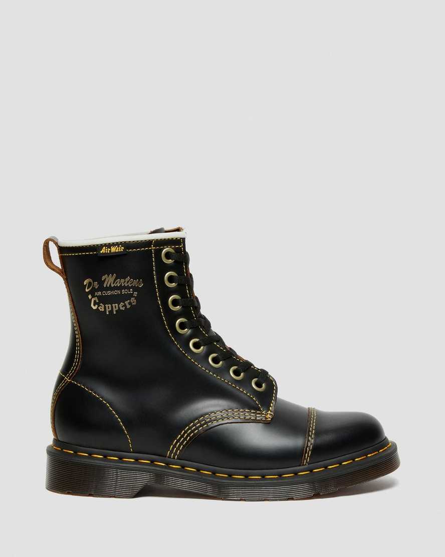 schwarze dr. martens capper vintage smooth herren-freizeitstiefel