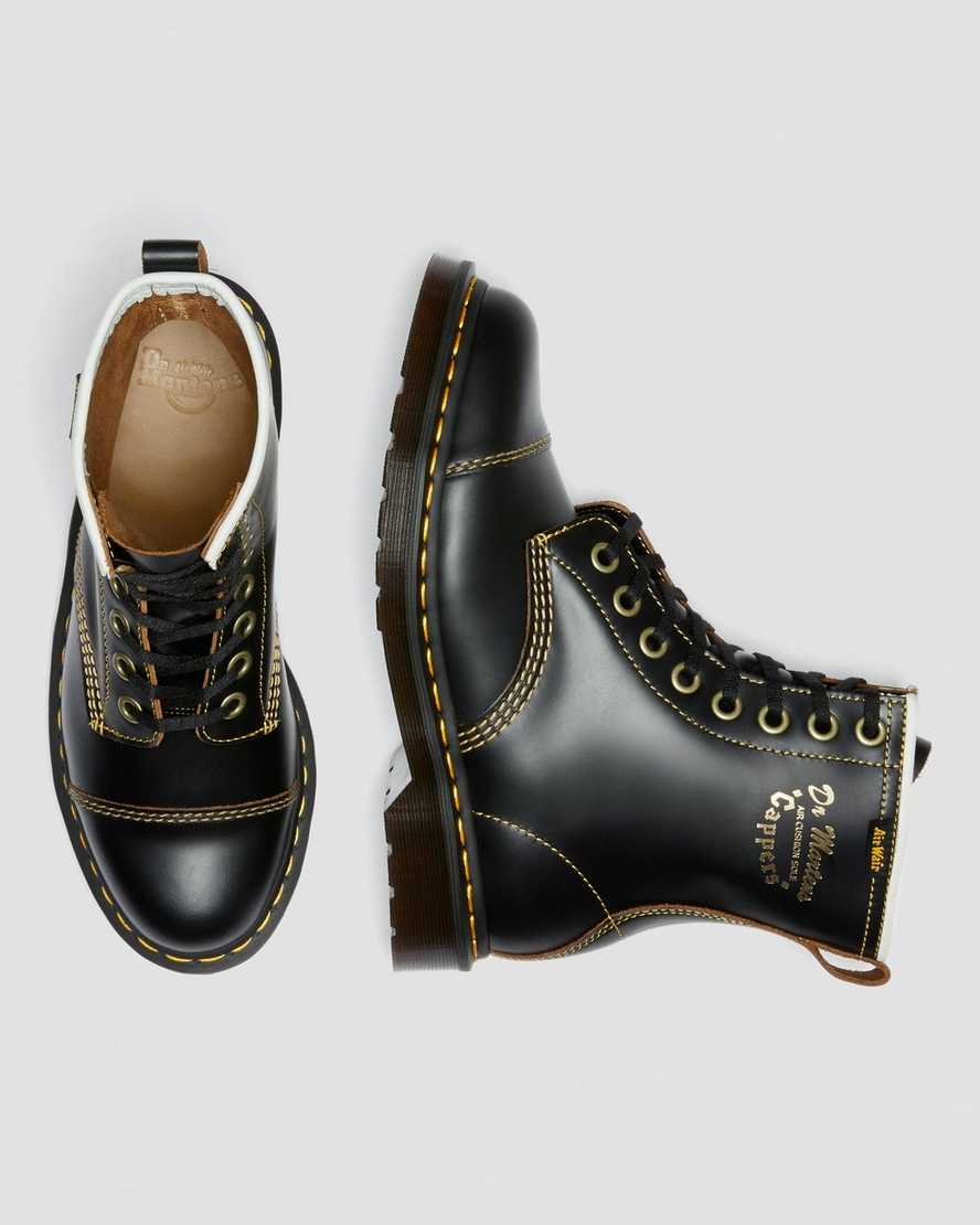 schwarze dr. martens capper vintage smooth herren-freizeitstiefel