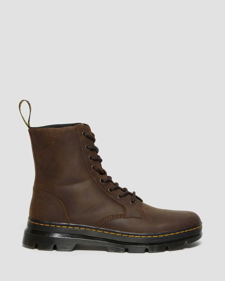 braune dr. martens combs crazy horse herren-freizeitstiefel