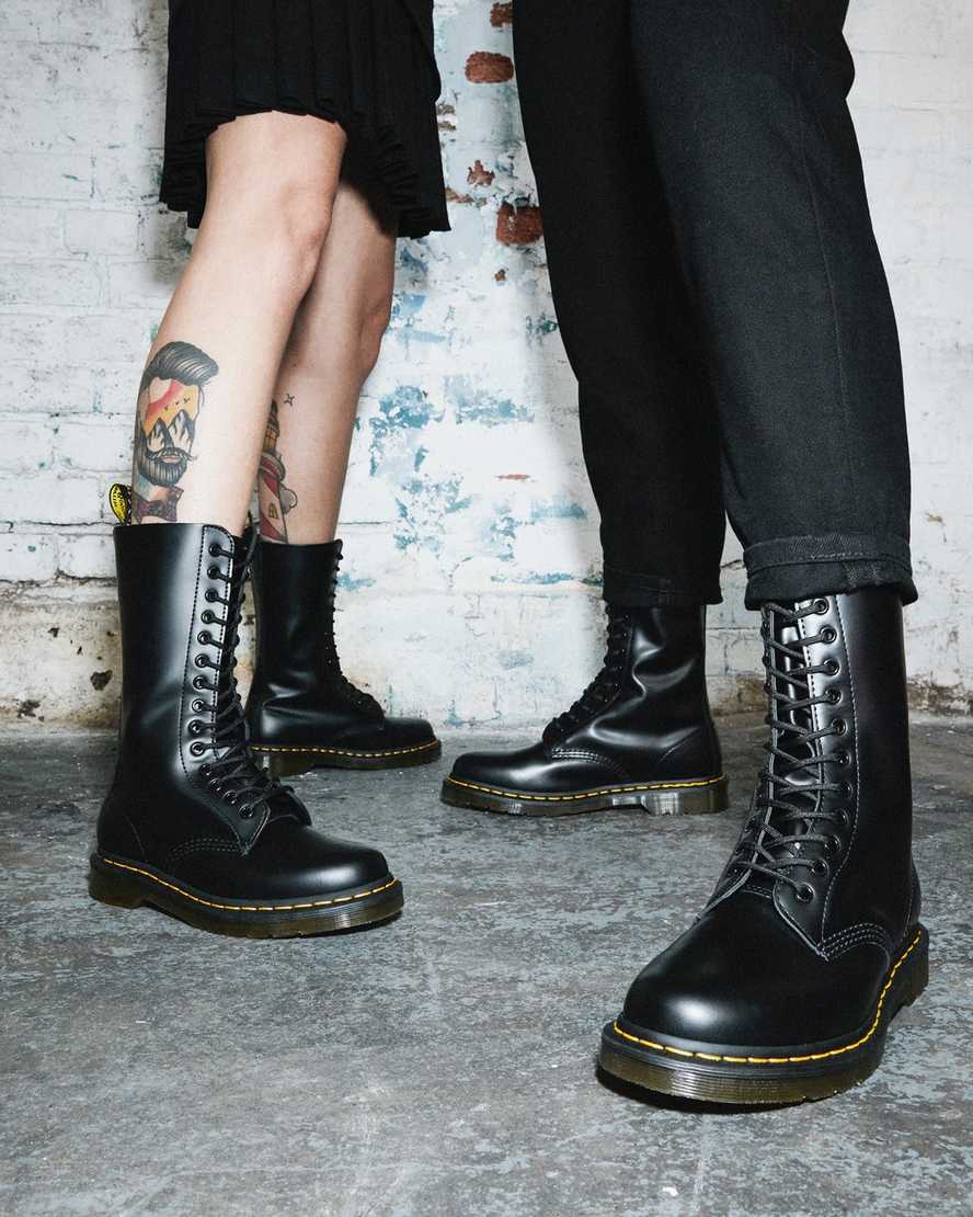 schwarze dr. martens 1914 smooth tall herren-freizeitstiefel