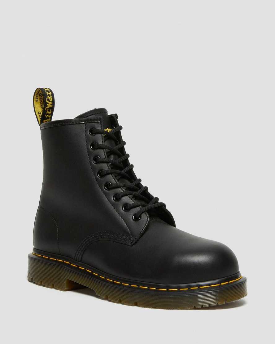 schwarze dr. martens 1460 herren-freizeitstiefel mit rutschfester stahlkappe