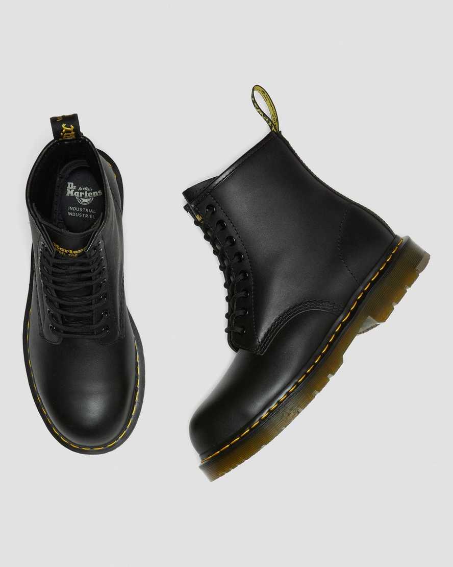 schwarze dr. martens 1460 herren-freizeitstiefel mit rutschfester stahlkappe