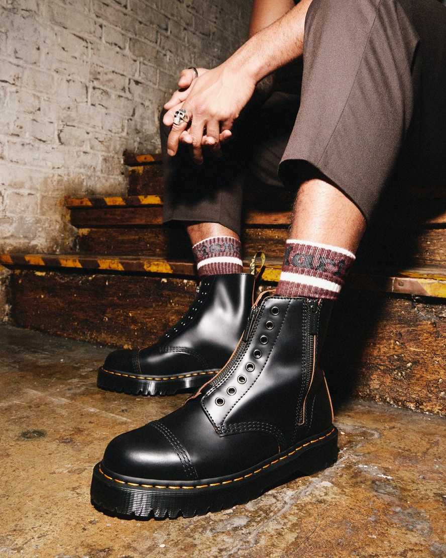 schwarze dr. martens 1460 laceless bex herren-freizeitstiefel