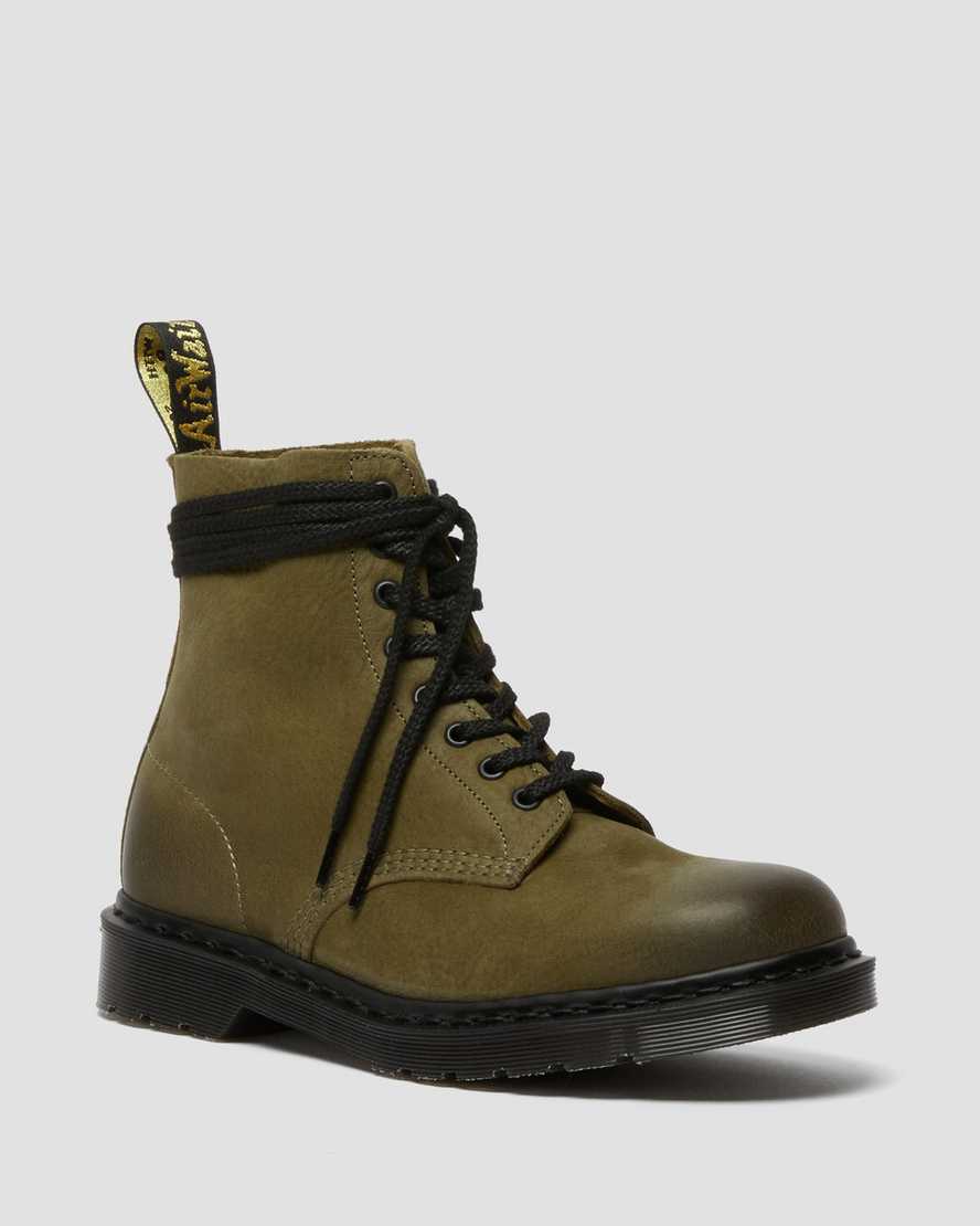 olivgrüne dr. martens 1460 pascal titan herren-freizeitstiefel hergestellt in england