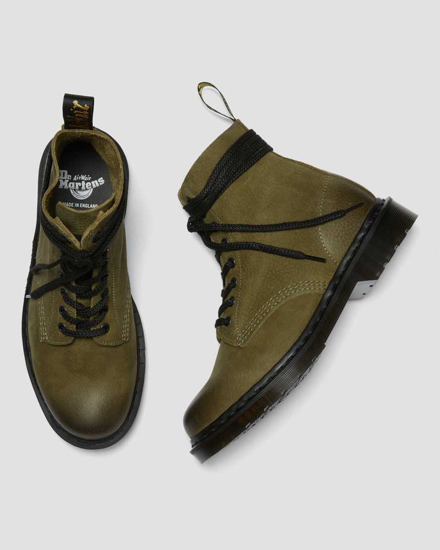 olivgrüne dr. martens 1460 pascal titan herren-freizeitstiefel hergestellt in england