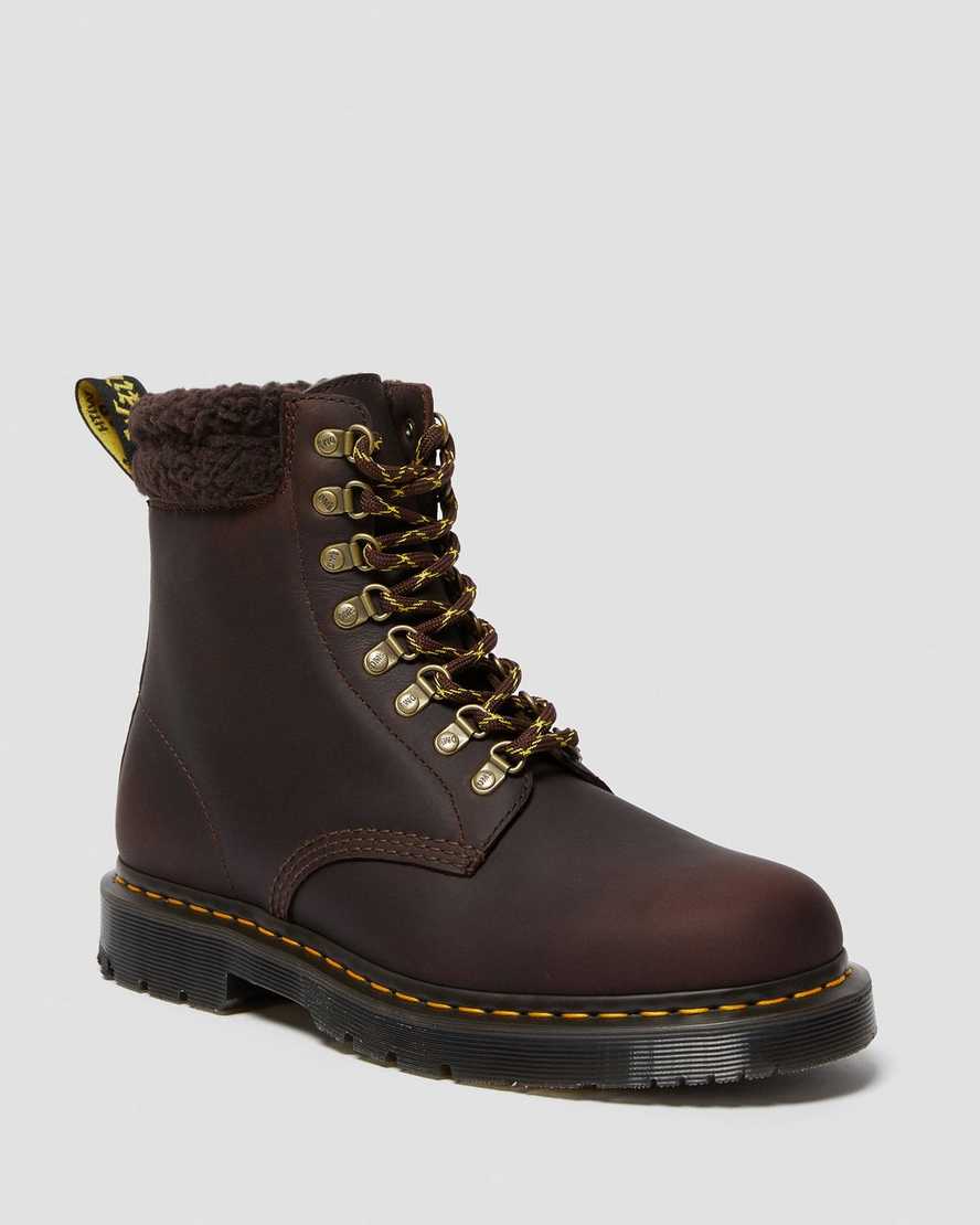dunkelbraune dr. martens 1460 dm wintergrip fleece herren-freizeitstiefel