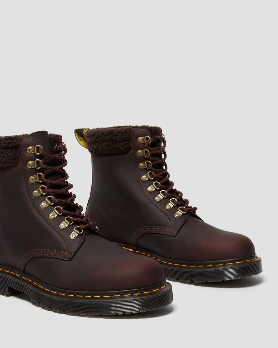 dunkelbraune dr. martens 1460 dm wintergrip fleece herren-freizeitstiefel
