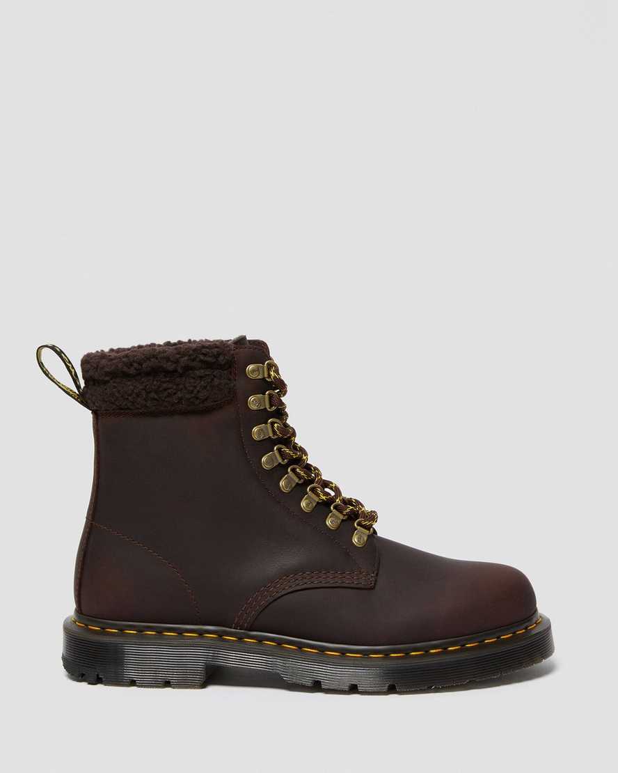 dunkelbraune dr. martens 1460 dm wintergrip fleece herren-freizeitstiefel