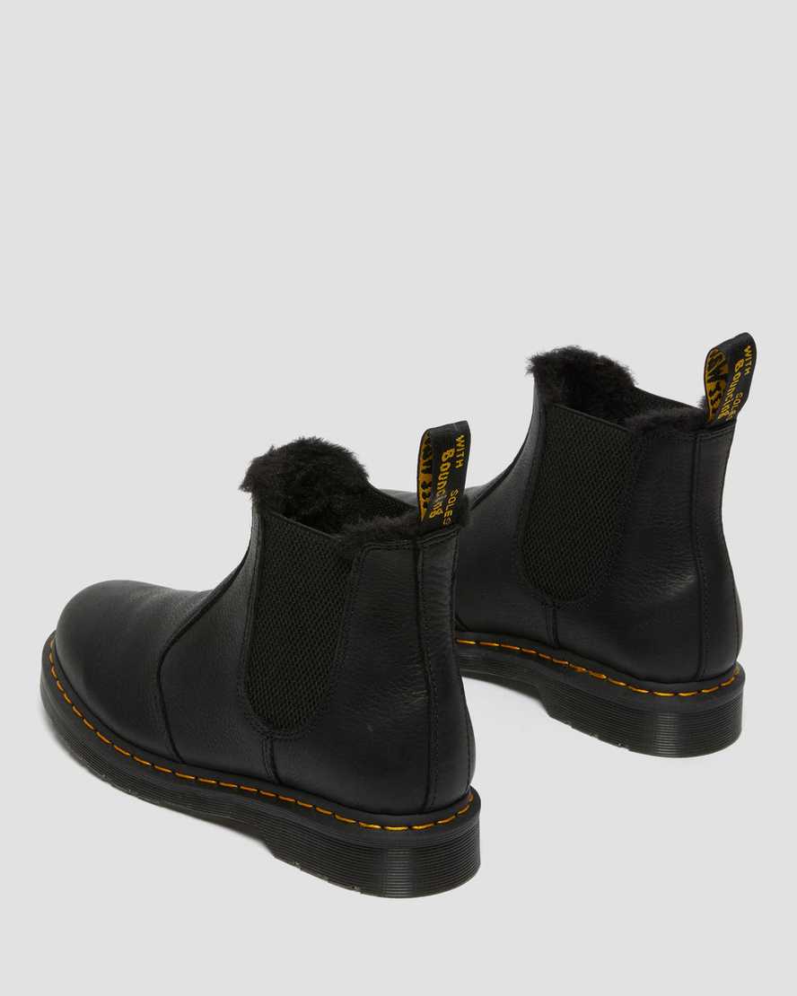 schwarze dr. martens 2976 chelsea boots für herren mit kunstfellfutter