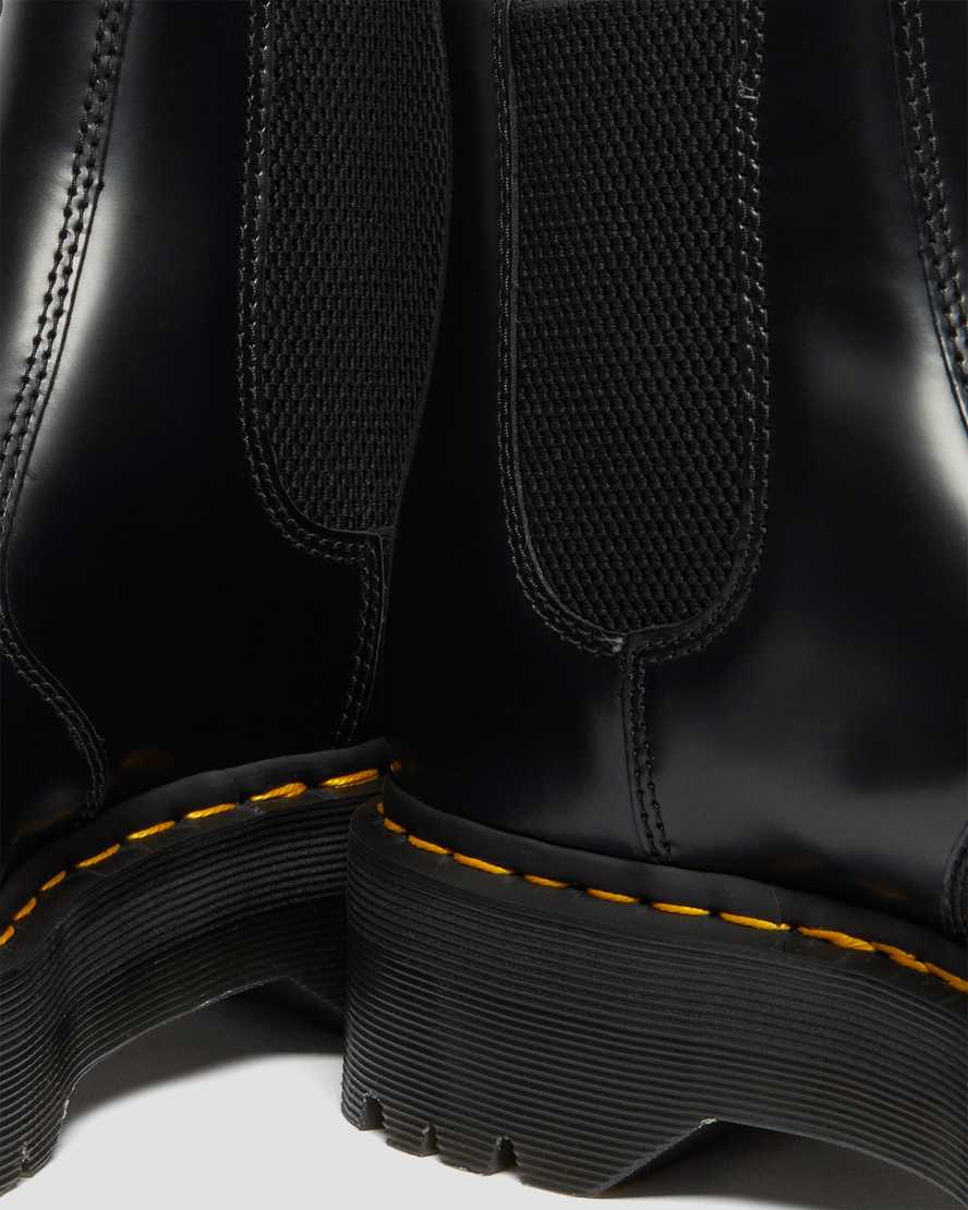 schwarze dr. martens 2976 chelsea boots mit polierter glatter plateausohle für herren
