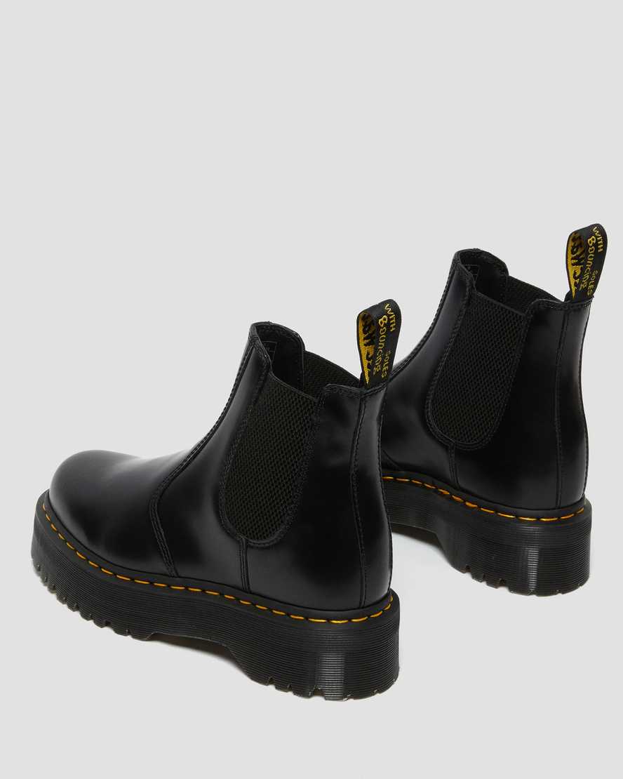 schwarze dr. martens 2976 chelsea boots mit polierter glatter plateausohle für herren