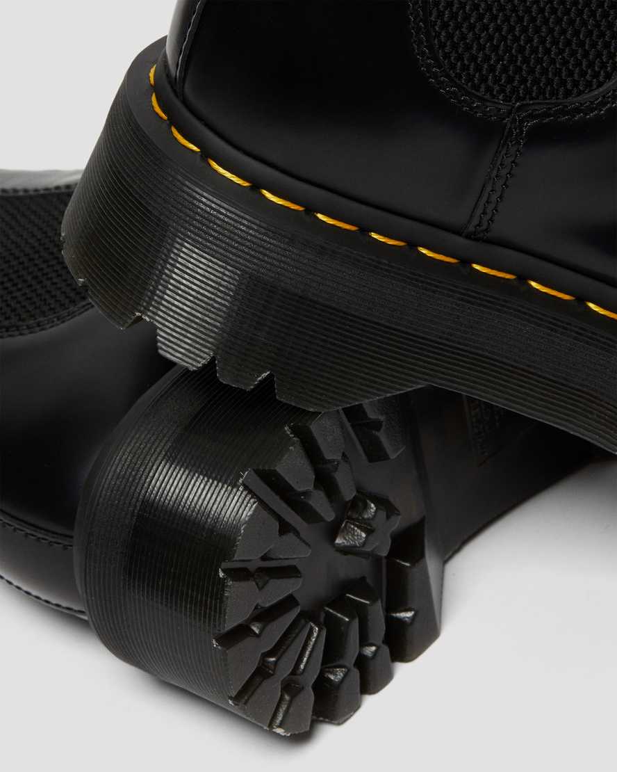 schwarze dr. martens 2976 chelsea boots mit polierter glatter plateausohle für herren