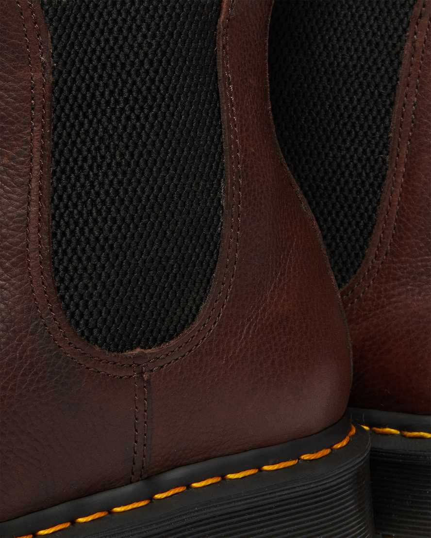 braune dr. martens 2976 chelsea boots für herren mit kunstfellfutter