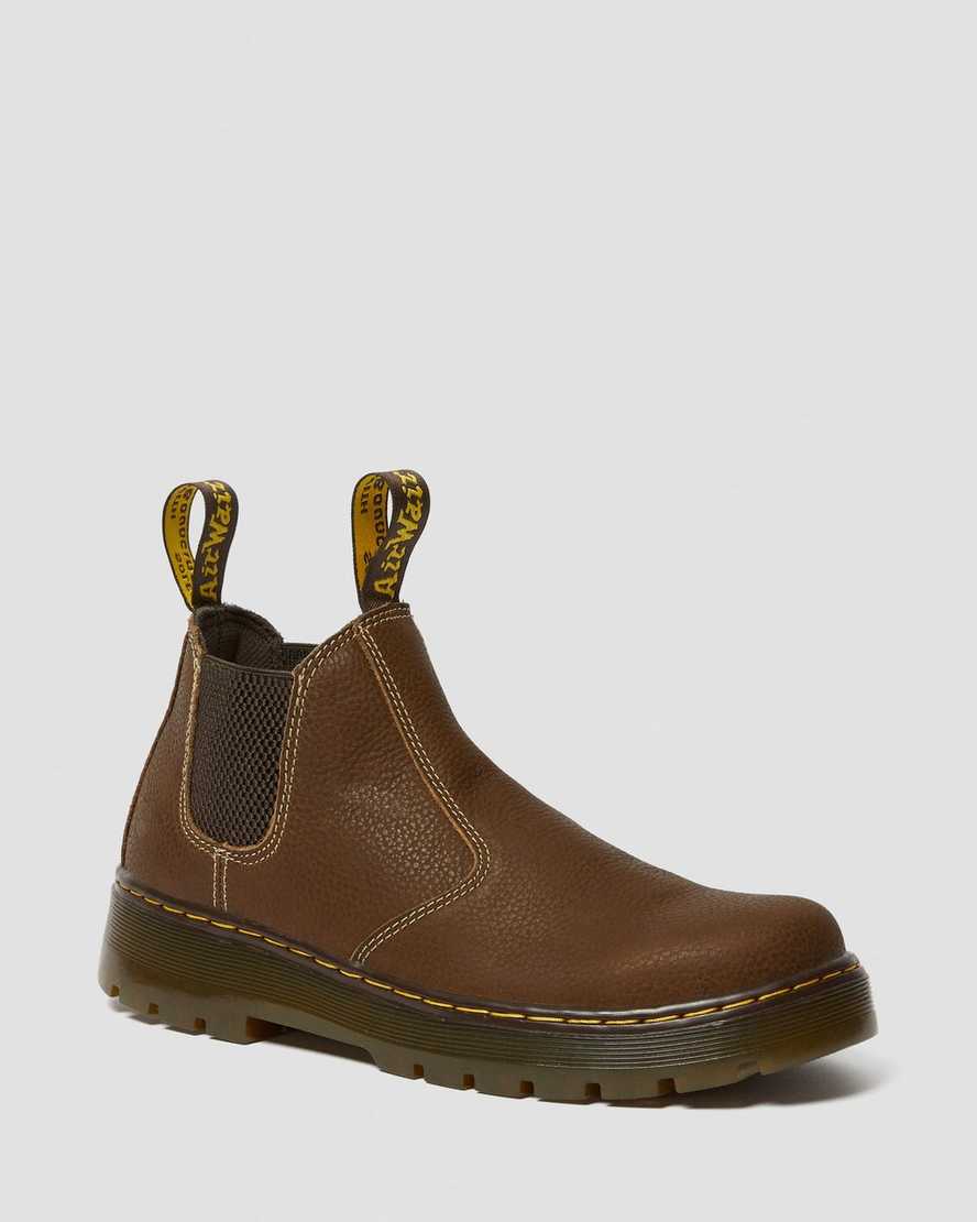 braune dr. martens hardie work chelsea boots für herren