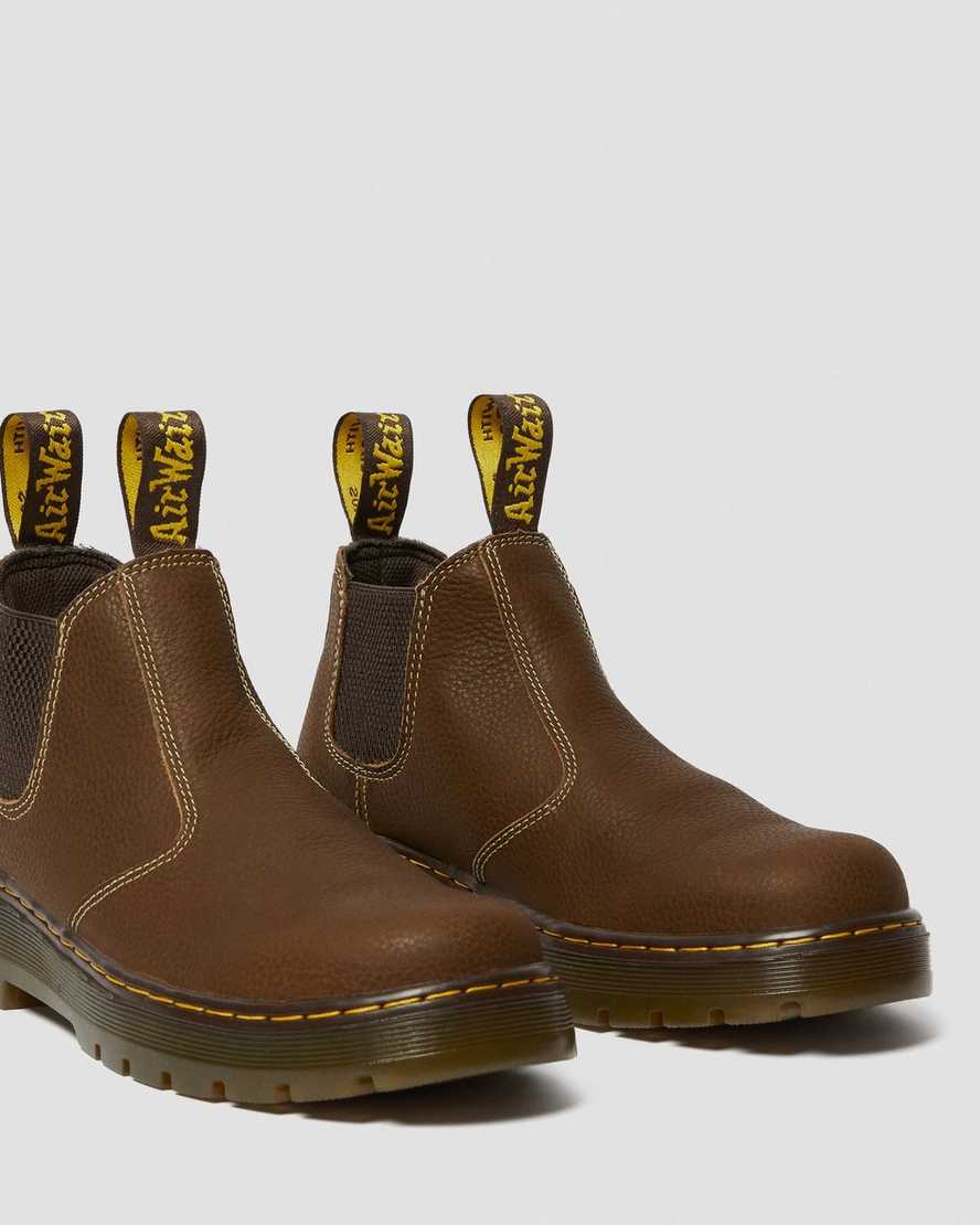 braune dr. martens hardie work chelsea boots für herren