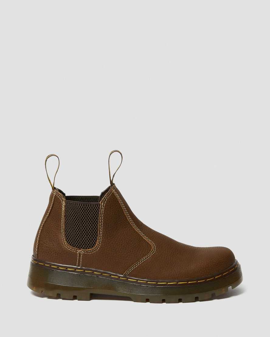 braune dr. martens hardie work chelsea boots für herren