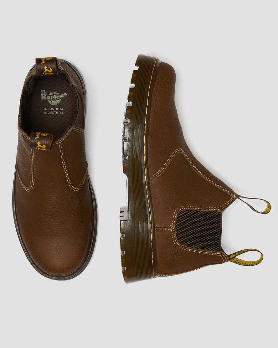braune dr. martens hardie work chelsea boots für herren